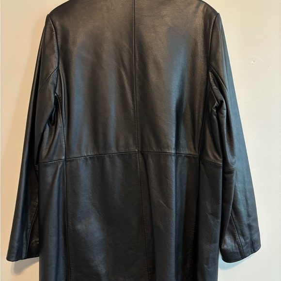 Vintage/Y2K Womens Black Leather Midi Button Up Jacket - Size Large - Picture 14 of 14